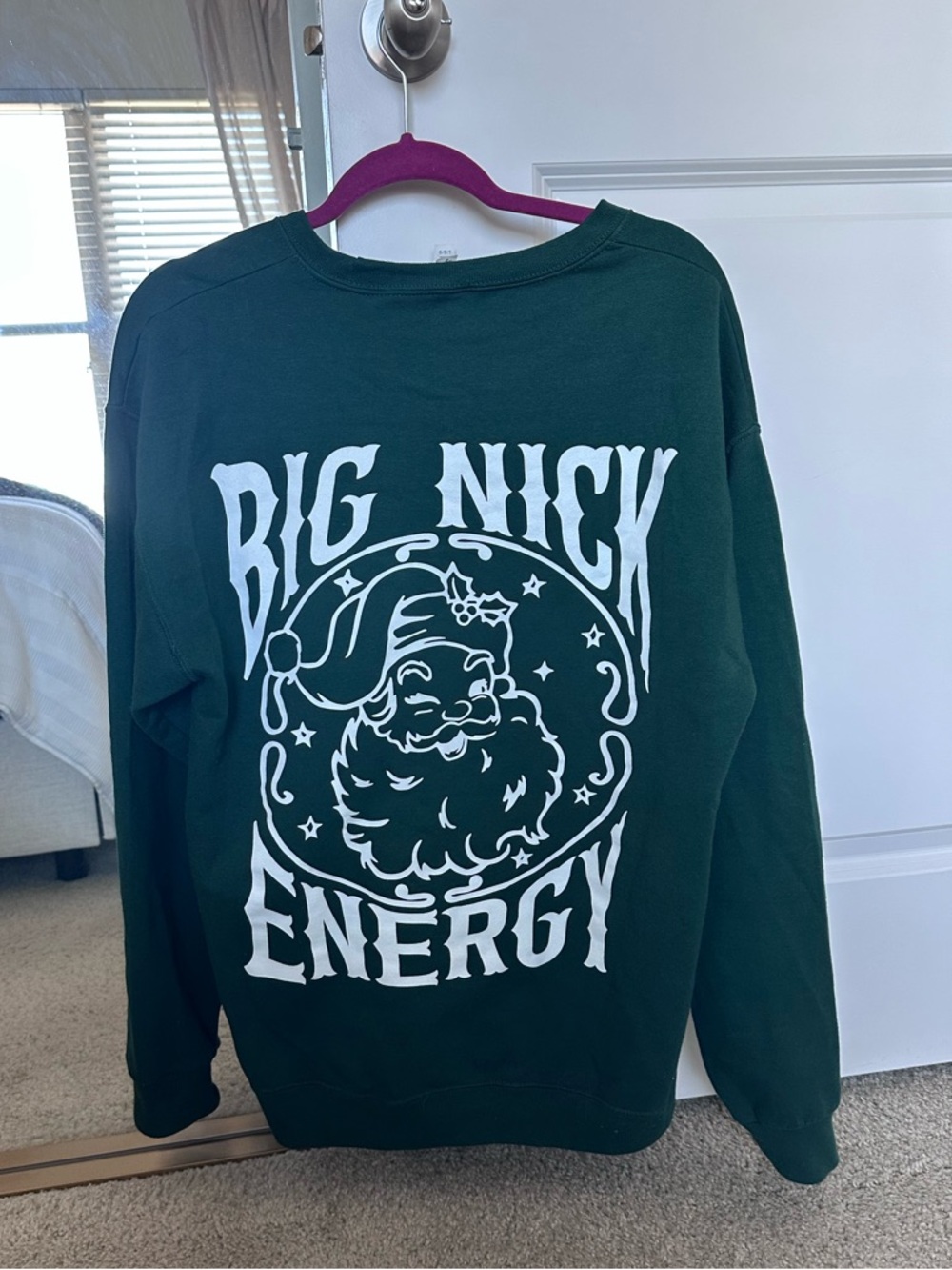 Custom Dark Green Big Nick Energy Crewneck Sweatshirt